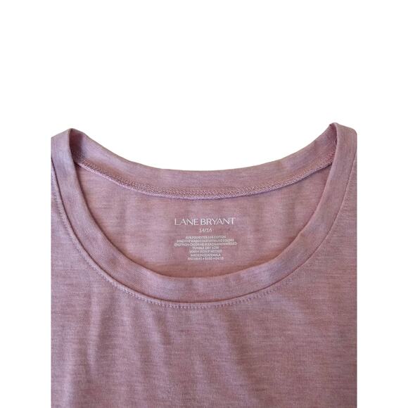 Women Sz 14/16 Pink Soft Lagenlook Asymmetrical Crew Neck Tee Shirt Lane Bryant - Picture 5 of 9